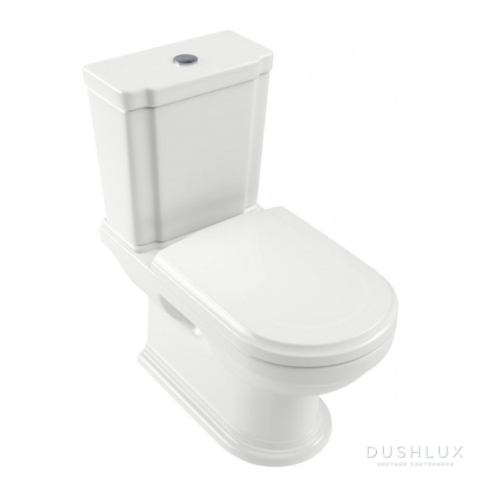 Фото Villeroy Boch Hommage Унитаз моноблок, горизонтальный выпуск, 37x72.5см, с антигрязевым покрытием CeramicPlus, цвет: белый