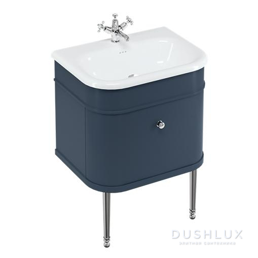 Фото Burlington Chalfont Тумба c раковиной, 65x48см., напольная, цвет: синий матовый/хром