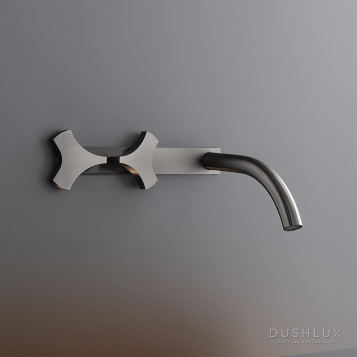 Фото CEA Design ZIQQ Смеситель для раковины, настенный, с изливом справа, цвет: нержавеющая сталь