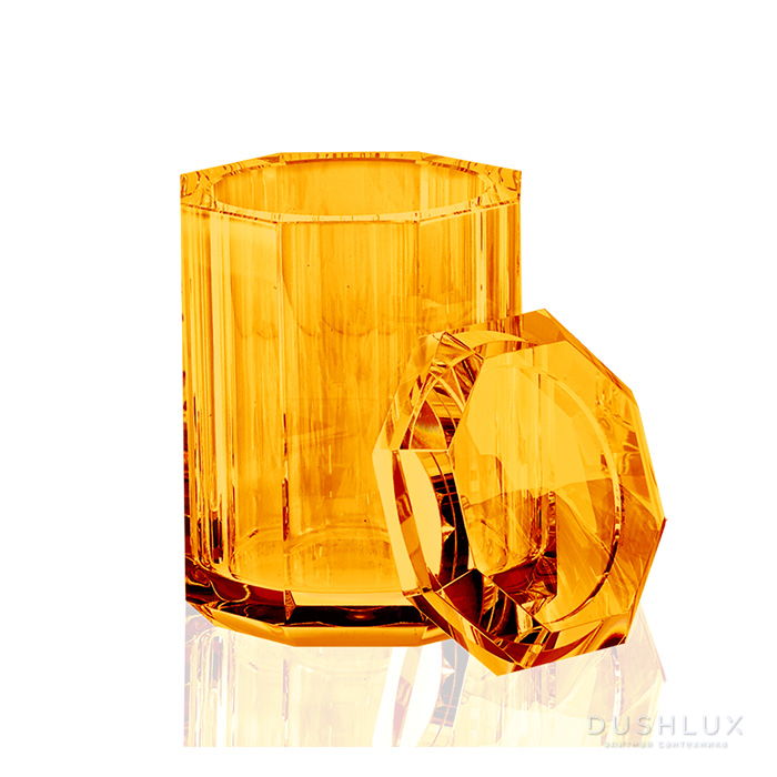 Фото Decor Walther Kristall BMD Баночка универсальная 9x9x14см, с крышкой, цвет: хрусталь янтарь