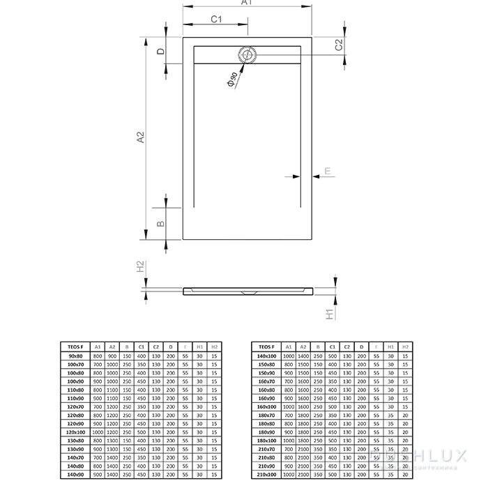 Фото Radaway Teos F white Поддон для душа 100x90x4см, материал: литьевой мрамор, цвет: белый