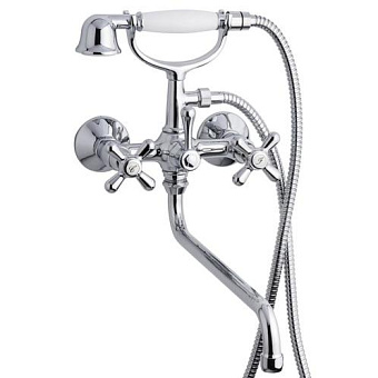 Emmevi Deco Classic Смеситель с длинным изливом (25см) и ручным душем для ванной, цвет: хром