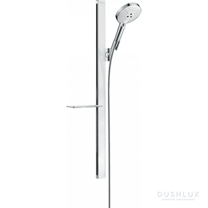 Фото Hansgrohe Raindance Select S Душевой набор: штанга 90см, ручной душ 120, 3jet (Rain, RainAir, Whir), мыльница, шланг 1.25м, цвет: белый/хром