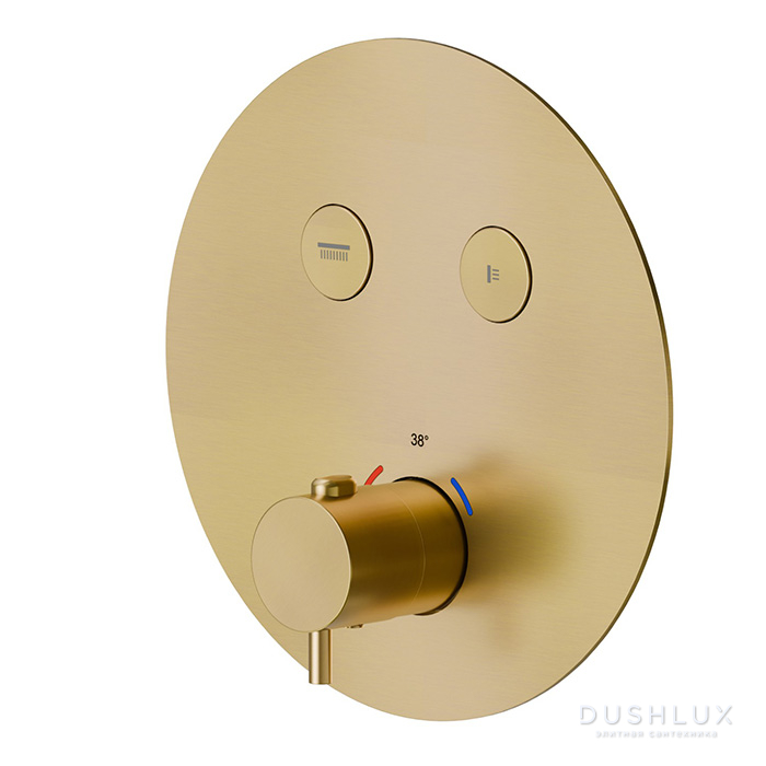 Фото Newform X-Stell 316 Смеситель для душа, термостатический, на 2 источника, цвет: PVD Brushed gold