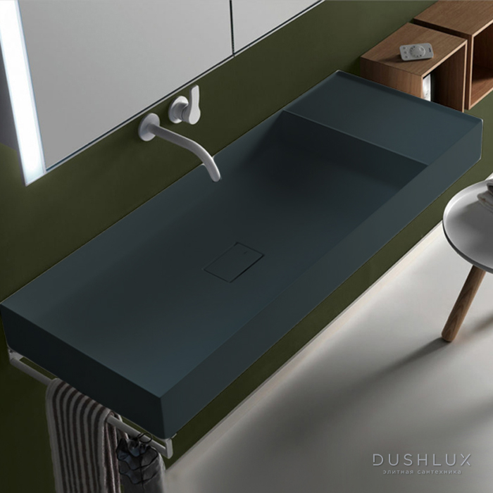 Фото Falper Quattro.Zero Раковина 120x45x12 см, без отв., накладная, цвет: Green Commodore