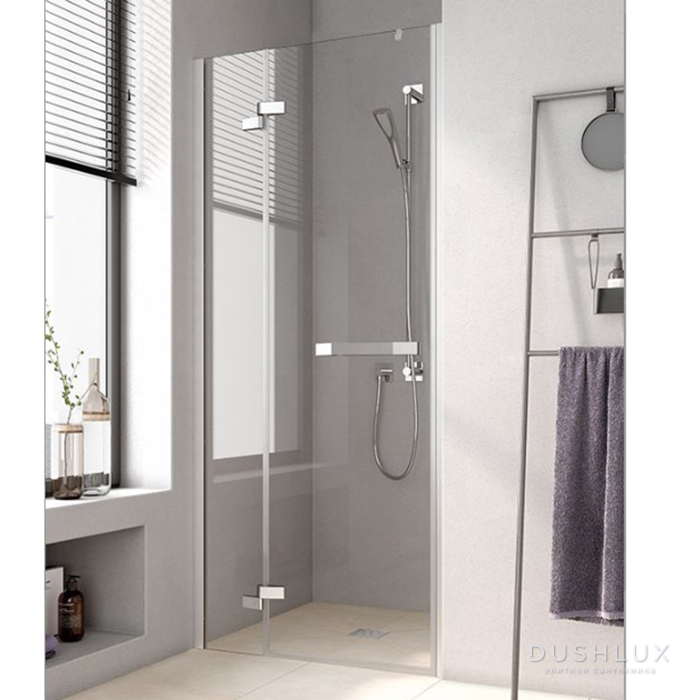 Фото KERMI Tusca Душевая дверь 90x200см., н.ч. 200мм, петли cправа, хром+klar+clean