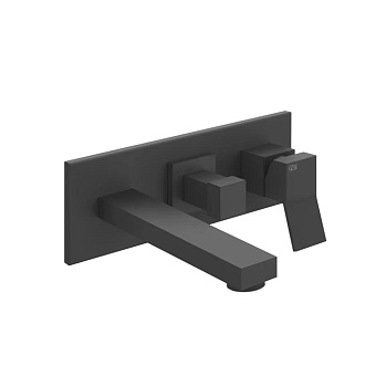 Gessi Rettangolo K Встраиваемый смеситель с изливом и переключателем PUSH, цвет: черный