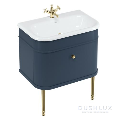 Фото Burlington Chalfont Тумба с раковиной, 75x48см., напольная, цвет: синий матовый/золото