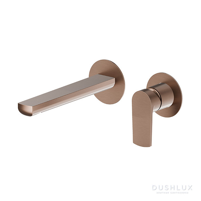 Фото Newform Haka Смеситель для раковины, встраиваемый, без донного клапана, цвет: PVD brushed copper bronze