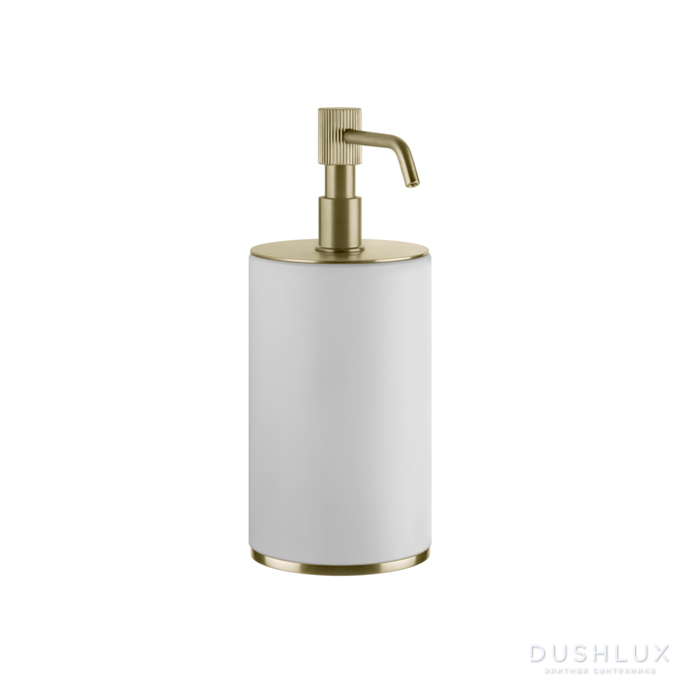 Фото Gessi Venti20 Дозатор для жидкого мыла настольный, цвет: белый, фурнитура Brushed Brass PVD