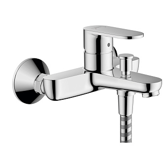 Hansgrohe Vernis Blend Смеситель для ванны и душа Monotrou, настенный, излив 166мм, с переключателем на душ, 2 уровня расхода воды, цвет: хром