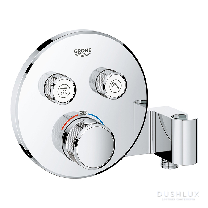 Фото Grohe Grohtherm SmartControl Термостат для встраиваемого монтажа на 2 выхода со встроенным держателем для ручного душа, цвет: хром