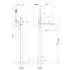 Gessi Rettangolo Смеситель для ванны, напольный, с ручным душем и изливом, (внешняя часть), цвет: Black XL