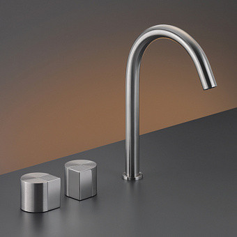 CEA Design DUET Смеситель для раковины, 3 отв., с поворотным изливом, цвет: нержавеющая сталь
