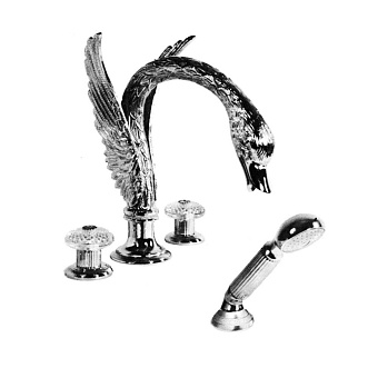 Cristal et Bronze Cygne Aile Flamant Смеситель для ванны, цвет: хром