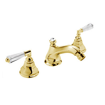 Nicolazzi Teide Crystal Смеситель для биде, 3 отв., с донным клапаном, цвет: Gold
