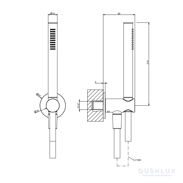 Gessi Shower Sets Душевая лейка с держателем, шлангом 150см., цвет ...