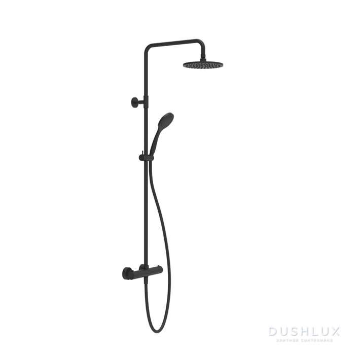 Фото Gessi Emporio shower Душевая система, с верхним душем, термостатическим смесителем, штанга, шланг, ручно душ, цвет: Black XL