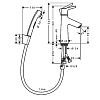 Hansgrohe Talis S Набор для биде: смеситель для раковины на 1 отв, с дон.клапаном PushOpen, излив 93мм, душ бидетте с держателем и шланг, цвет: хром