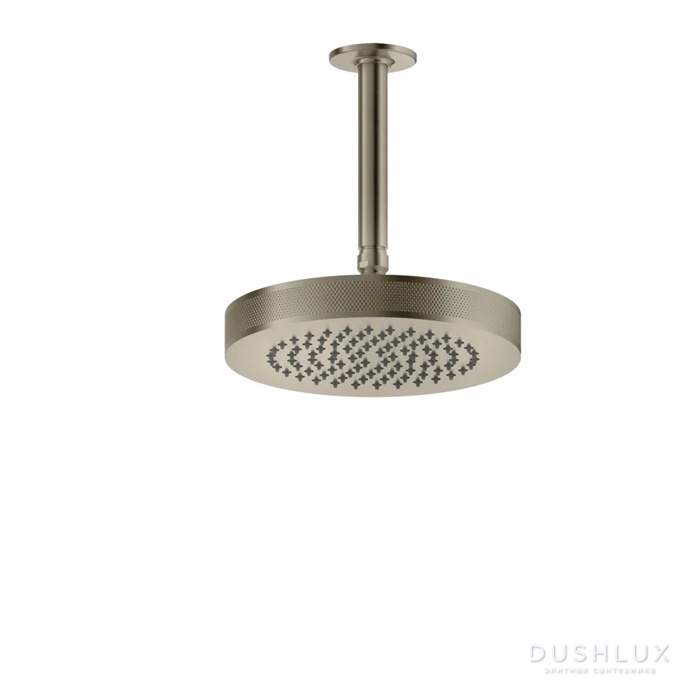 Фото Gessi Inciso Потолочная душевая головка шарнирная на 1/2", Ø218 мм, длина изготавливается под заказ (мин. 105, макс. 1855мм), цвет: finox