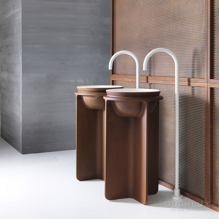 Фото Falper Controstampo Раковина 46х46х84 см, без отв., напольная, цвет: corten