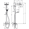 Hansgrohe Crometta E 240 SHP Душевая стойка: смеситель однорыч.для ванны + стойка с верхним душем 240х240мм + ручной душ со шлангом 160мм, цвет: хром