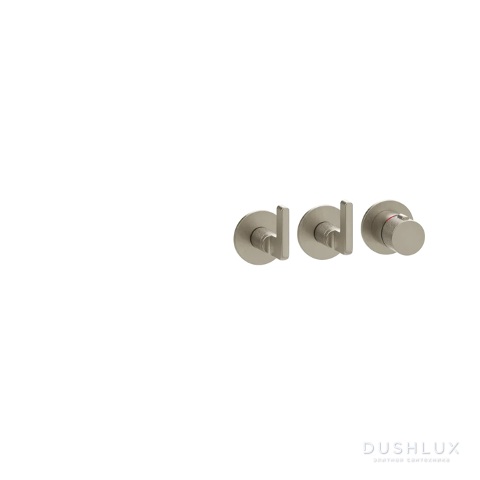 Фото Gessi Inciso Смеситель для душа, встраиваемый, термостатический, на 2 потребителя, внешняя часть, цвет: Finox Brushed Nickel