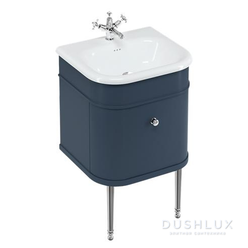 Фото Burlington Chalfont Тумба с раковиной, 55x48см., напольная, цвет:синий матовый/хром