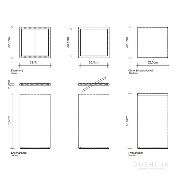 Decor Walther DW 215 Корзина для белья 32x32x58см, цвет: сталь матовая ...