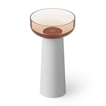 Dea Design Light Раковина 48x48x88см., напольная, без отв., Glasstech, прозрачная смола, цвет: чаша brown copper/пьедестал белый
