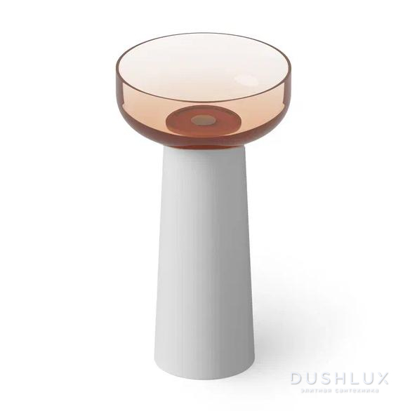 Фото Dea Design Light Раковина 48x48x88см., напольная, без отв., Glasstech, прозрачная смола, цвет: чаша brown copper/пьедестал белый