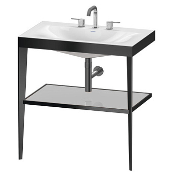 Duravit XViu Консоль напольная, 80x48x85см с полкой, с раковиной без перелива, 3 отв., цвет: black matt/crome