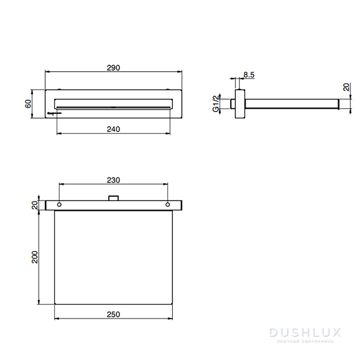 Carlo Frattini Wellness Излив настенный, каскад, длина 220 мм., цвет ...