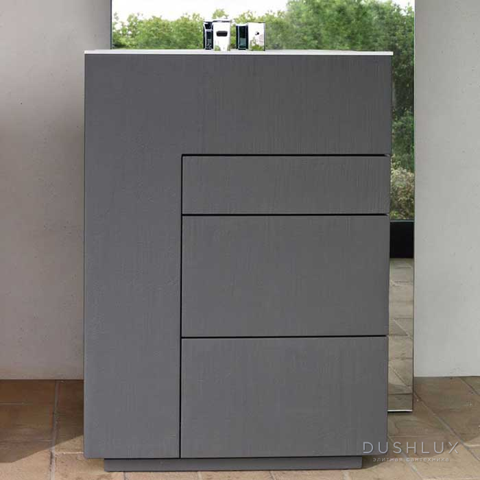 Фото NOORTH milldue edition TOUCH Комплект мебели 64х40х88см, напольный, 3 ящика, слив в пол, раковина Milltek, смеситель H2O, цвет: Argilla матовый