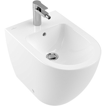 Villeroy&Boch Subway 2.0, Биде напольное, с отверстием для смесителя, с переливом, 37x56см, с антигрязевым покрытием CeramicPlus, цвет: белый