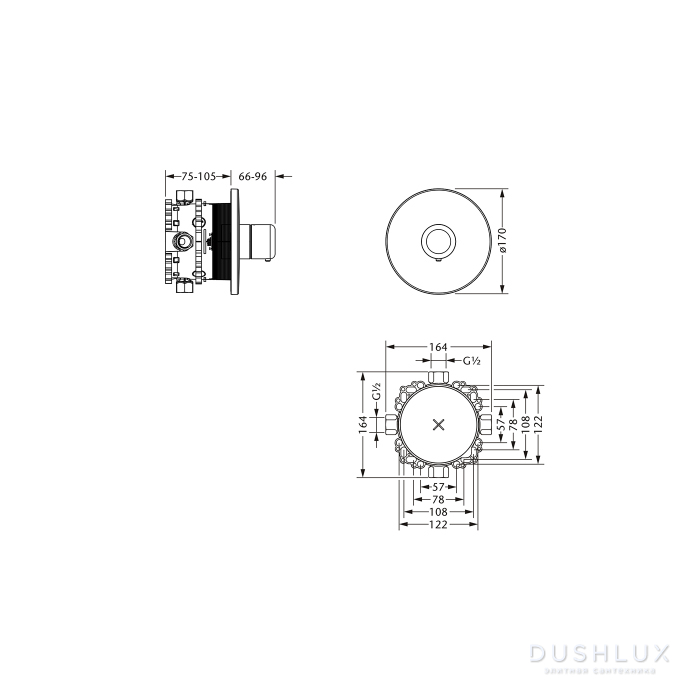 Jorger Muschel Термостат для душа скрытого монтажа, цвет: хром ( 600.40 ...