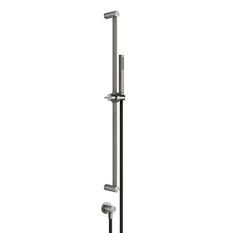 Gessi Shower316 Штанга в комплекте с душевой лейкой с легкой очисткой, шланг 1,50 м, вывод воды из стены, цвет: шлифованная сталь