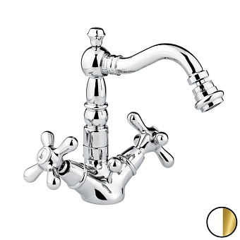 Emmevi Deco Old Смеситель для биде, 1 отв., с донным клапаном, цвет: белый/золото
