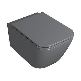 Globo Stone Унитаз 52x36см., подвесной, безободковый, с системой скрытого крепежа, цвет: Smoke