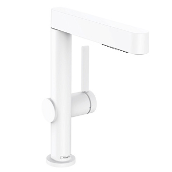 Hansgrohe Finoris Смеситель для раковины, 1 отв., с вытяжным душем 2jet, с донным клапаном Push-Open, цвет: белый матовый