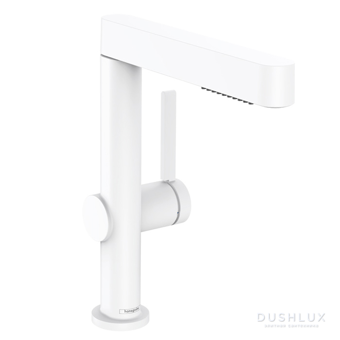 Фото Hansgrohe Finoris Смеситель для раковины, 1 отв., с вытяжным душем 2jet, с донным клапаном Push-Open, цвет: белый матовый