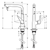 Hansgrohe Talis Select M51 Смеситель для кухни, на 1 отв однорычажный, поворотный излив 248мм, 1jet, h280мм, кнопка вкл/выкл, цвет: под сталь