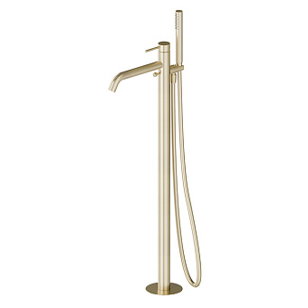 Newform X-Steel 316 Смеситель для ванны, напольный, с ручным душем, цвет: PVD brushed gold