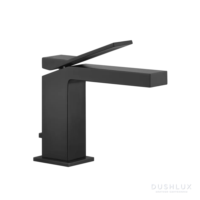 Фото Gessi Rettangolo K Смеситель для раковины на 1 отверстие, с донным клапаном, цвет: Black XL