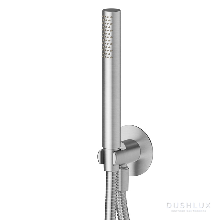 Фото Newform X-Steel 316 Душевой гарнитур: ручной душ, кронштейн-уголок 1/2" и шланг 150см., цвет: нержавеющая сталь