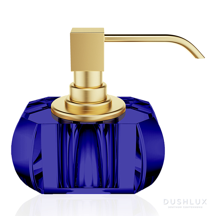 Фото Decor Walther KR SSP Kristall Дозатор для жидкого мыла, настольный, цвет: Capri Blue/золото матовое