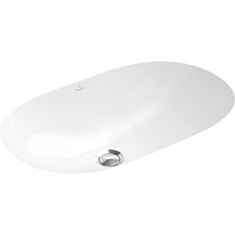 Villeroy&Boch O.novo Раковина 58х37х20см., без отв., под столешницу, с переливом, с антигрязевым покрытием CeramicPlus, цвет: альпийский белый