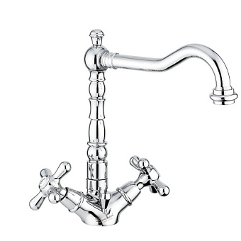 Emmevi Deco Old Смеситель для раковины, на 1 отверстие, с донным клапаном, цвет: белый/хром