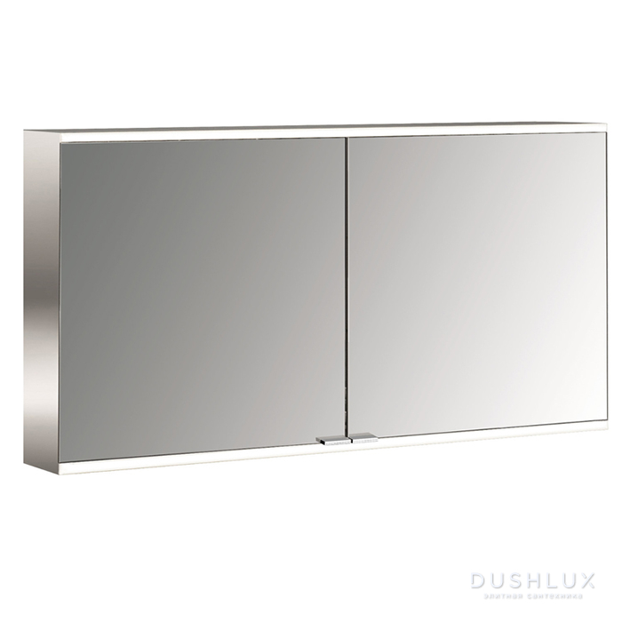 Фото EMCO Prime2 Зеркальный шкаф 130x70см., с подсветкой, навесной, 2 двери, 2 полки, розетка, цвет: белый