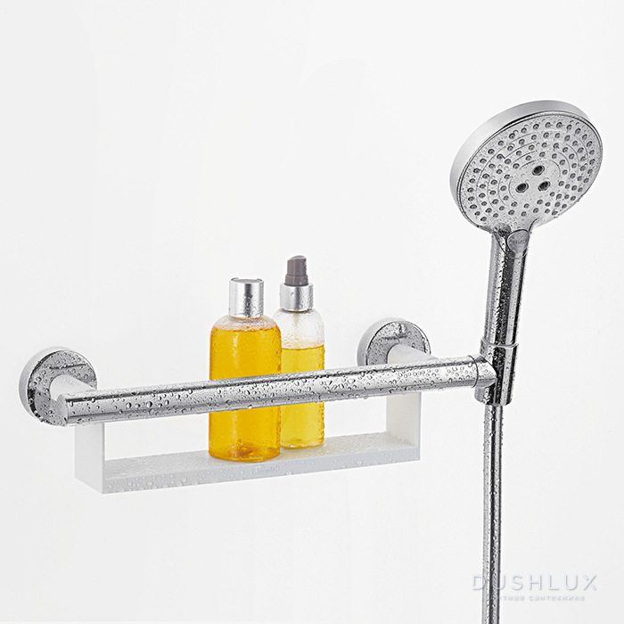 Фото Hansgrohe Comfort Поручень 335мм, с полочкой + держатель для душа, цвет: белый/хром